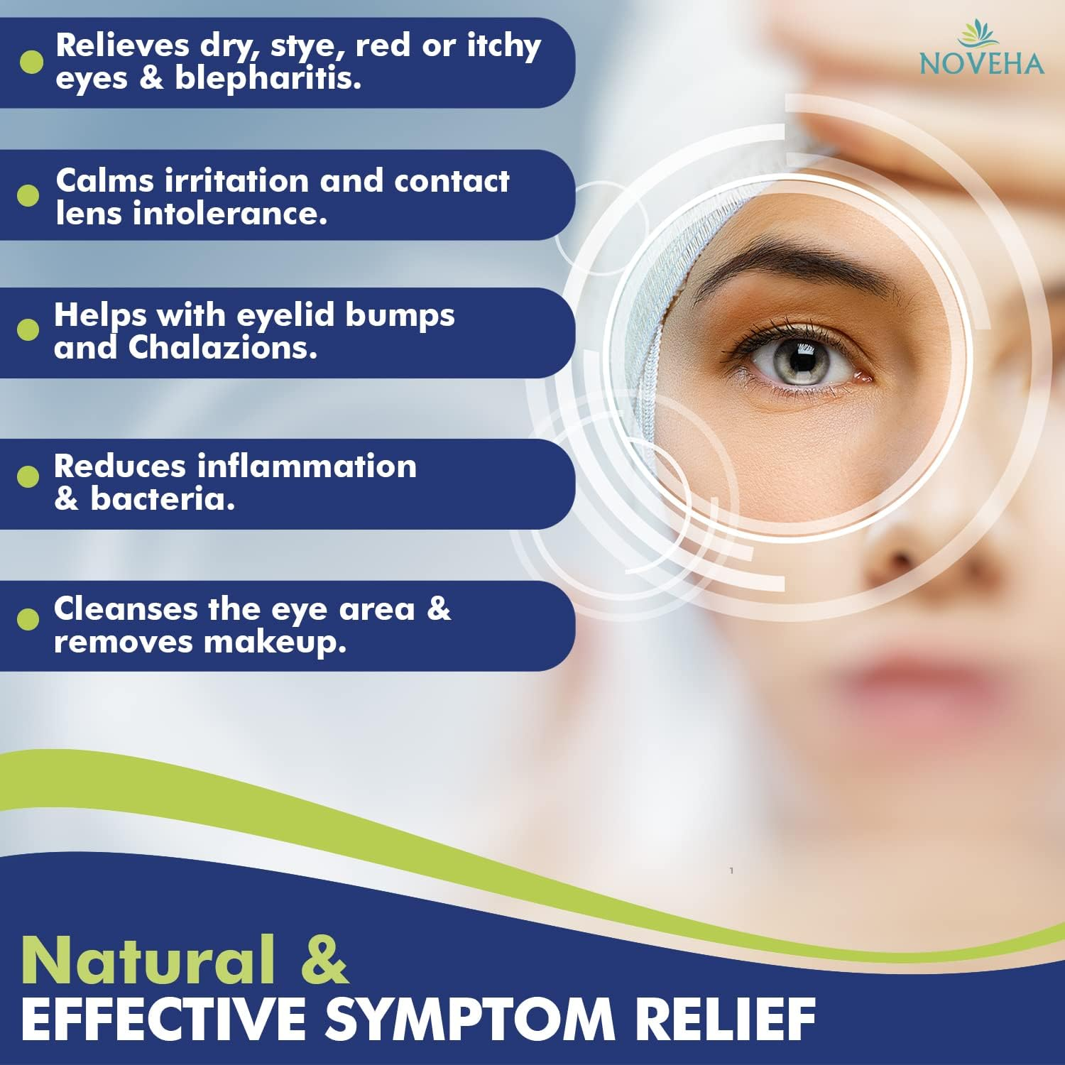 Hygienic Eyelid and Eyelash Wipes for Blepharitis and Itchy Eyes, Box of 60 Individually Wrapped Eyelash Wipes, Natural Makeup Remover and Daily Cleaner