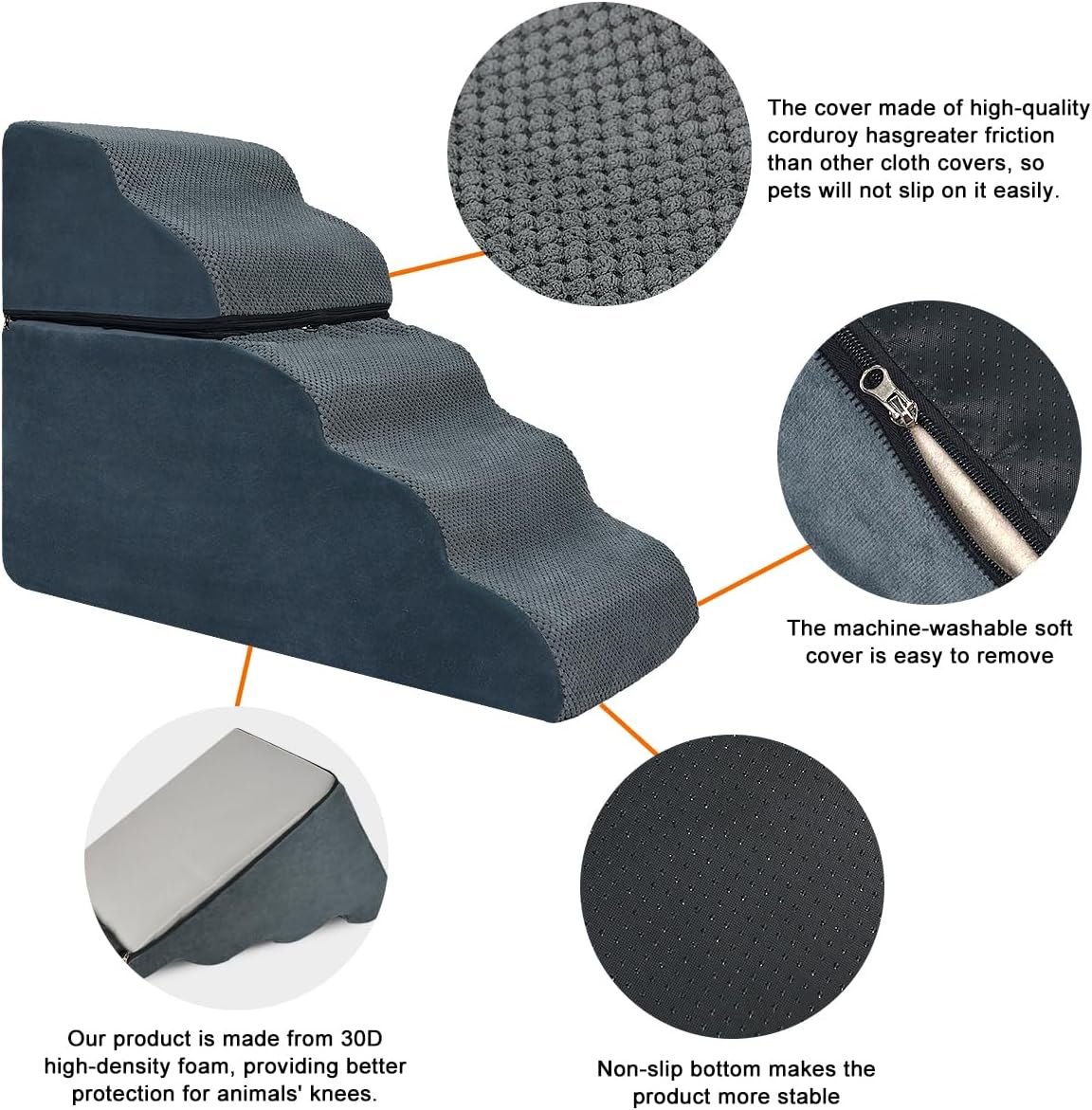 Anshine Dog Stairs, 5 Tiers for Bed, Car, Couch &ndash; Non-Slip Pet Ramp for Small & Large Dogs, Dog Steps for High Beds & Outdoor Steps Portable Pet Ramp for Safe Access image number 4