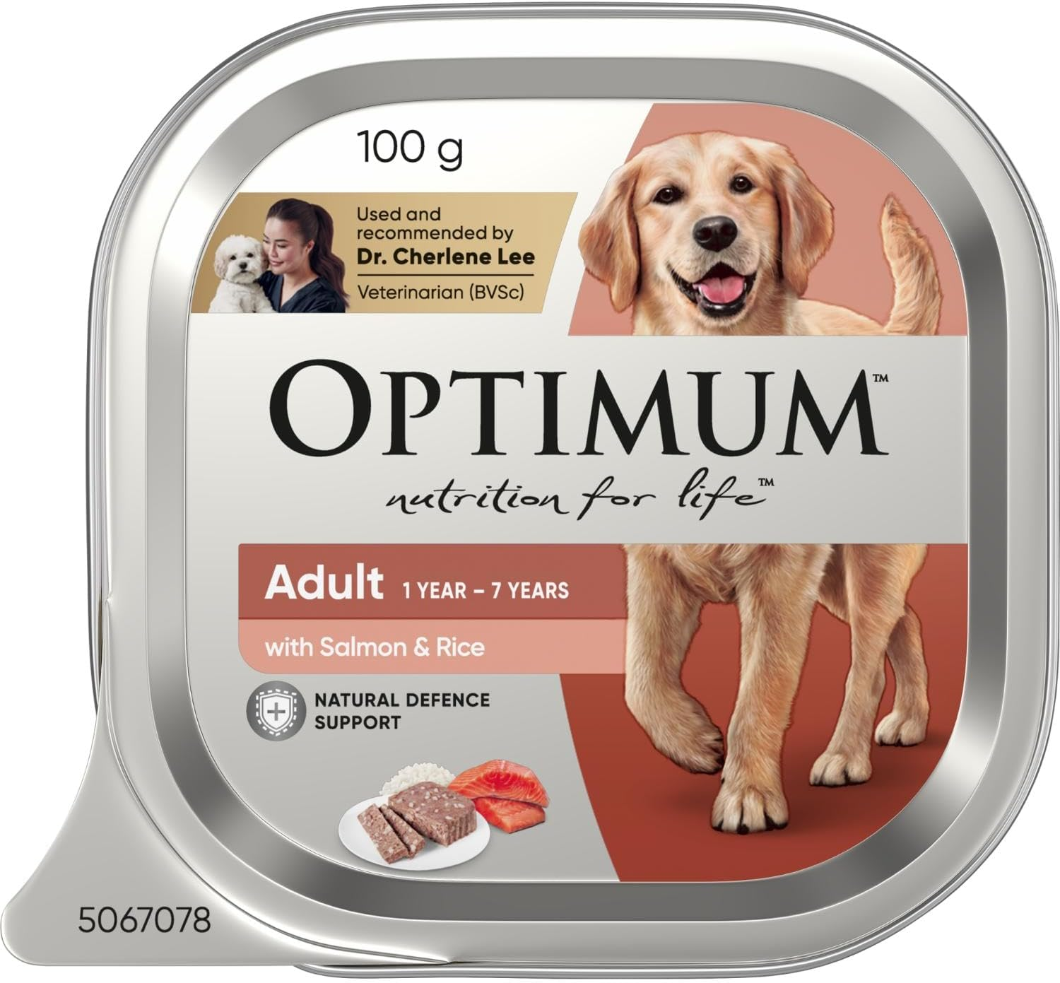 Optimum Salmon and Rice Wet Dog Food, Adult, 100G Tray (Pack of 12) image number 3
