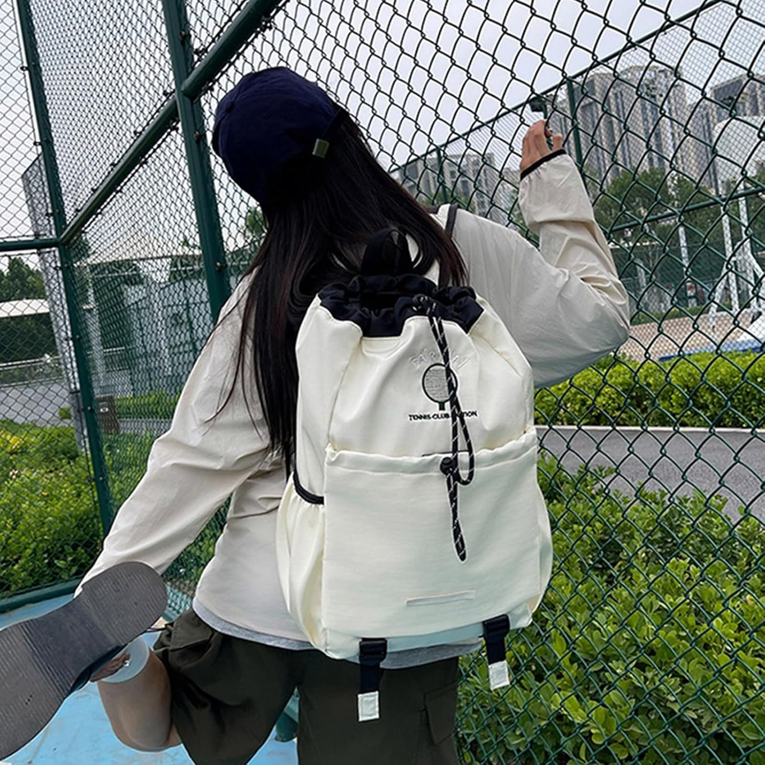 Drawstring Backpack with Yogas Mat Strap Swimming String Sackpack for Sport Gym Beach Travel Laptop Backpacks Tennis Bag Sports Gym Swim String Bag image number 1