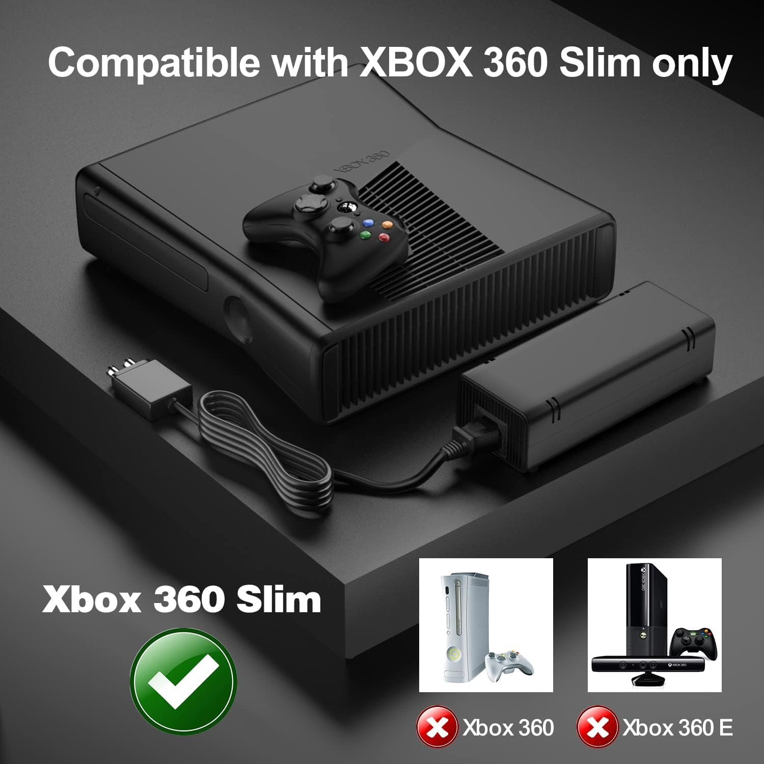 Power Supply Replacement for Xbox 360 Slim,Ac Adapter Power Supply[Advanced Quiet Edition] with Cooling Fan Compatible with Xbox 360 Slim Console image number 3