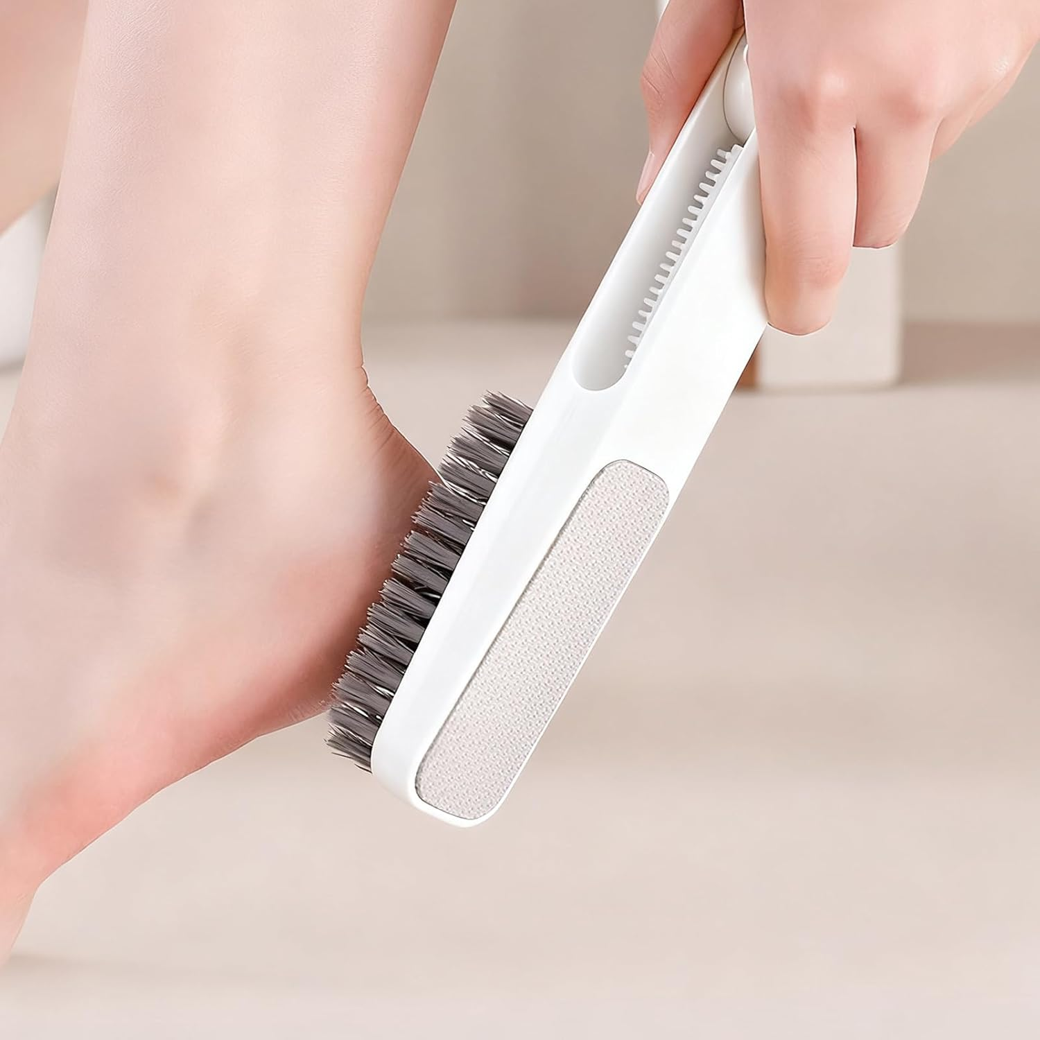 Foot File Callus Remover,Double-Sided Stainless Steel Brush 2 in 1,Cracked Heel File Corns Grater Brush | for Home Travel Shower Bathroom Spa Daily Grooming Nail Toes Adults Men Women Kids image number 5