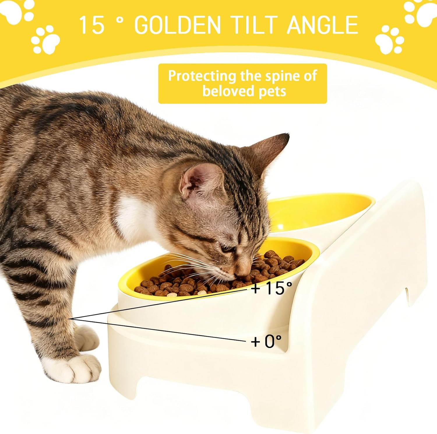 Alyxen Raised Cat Bowl, Plastic Feeding Bowl, Ergonomic Cat Bowl, 15&deg; Tilted Food and Water Bowls for Cats and Puppies image number 2