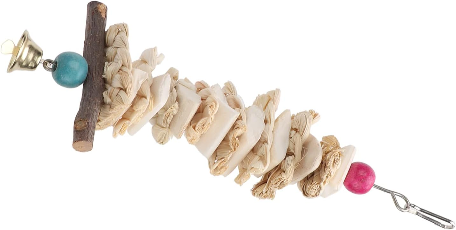 Bird Cuttlebone Toy, Bird Chewing Toy, Colorful Hanging Hand Made Cuttlefish Bone Toy, Parrot Toys Chewing Bird Toy Cuttle Bone Beak Grinding Cage Hanging Bell Toys for Parrots Budgie African Greys image number 3