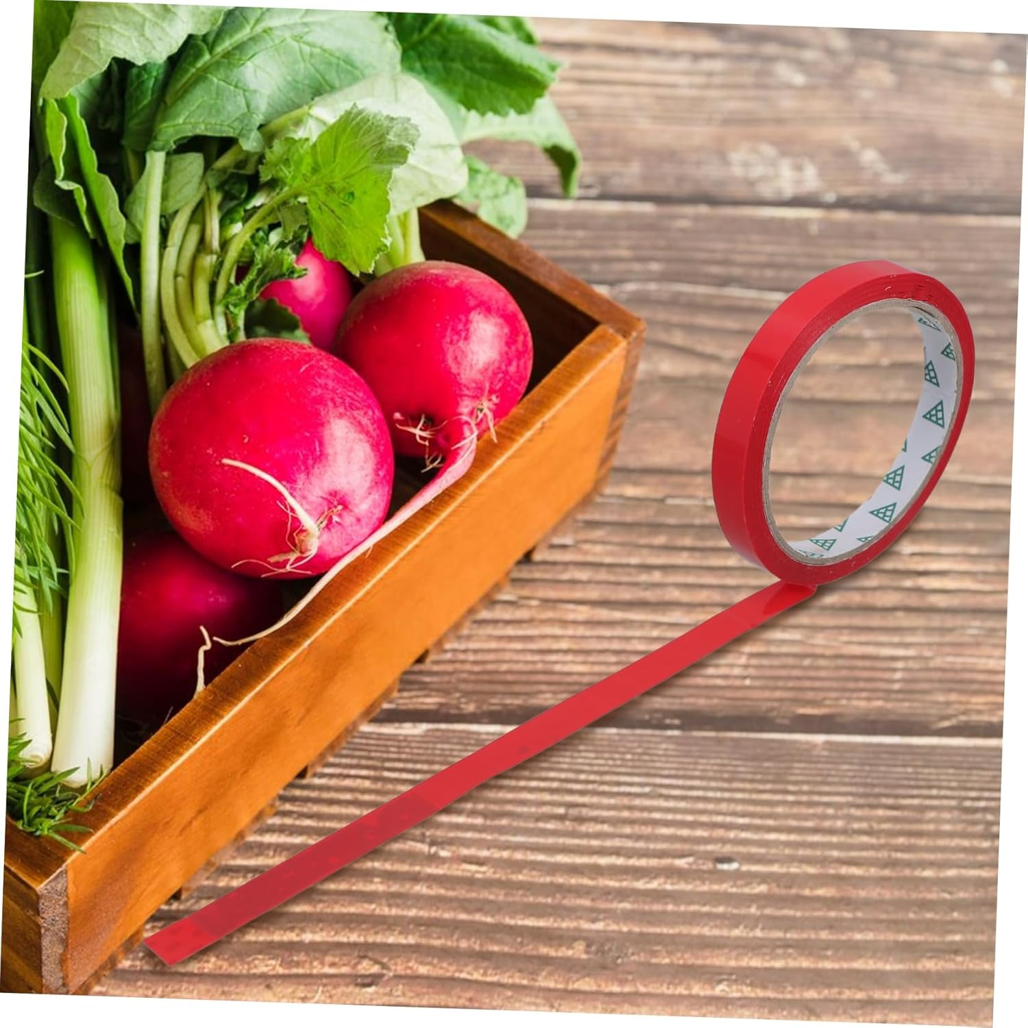 MUCKLILY 10Pcs Produce Adhesive Tape 12Mm X 45M Colorful Plastic Bag Sealing Tape for Fruits and Vegetables Freshness Preservation Packaging - Red image number 3