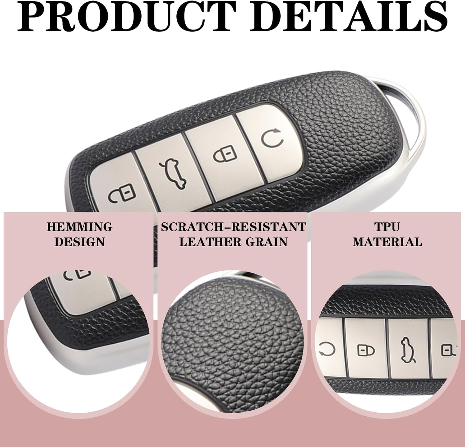 2-Pack Car Smart Key Fob Case Set, Soft TPU Remote Key Fob Cover, Compatible with Chery Omoda 5, Tiggo 8 Pro, Tiggo 8 Plus, Key Fob Protector Kit for Enhanced Protection and Style image number 4