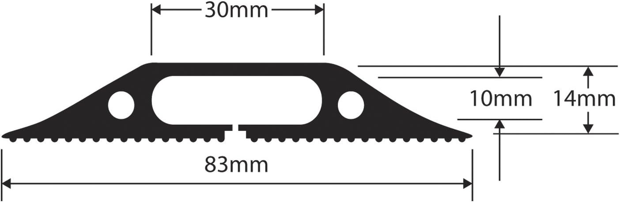 D-Line Floor Cable Protector, FC83B Medium Duty, Linkable Floor Cable Cover, Protect Cables & Prevent a Trip Hazards - 1.8 Meter (L) - Cable Cavity 30Mm (W) X 10Mm (H) - Black image number 1