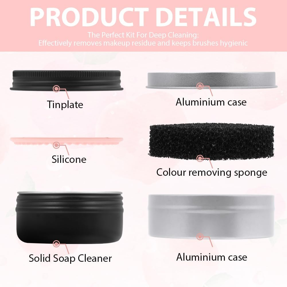 AOOWU Makeup Brush Clean Set, Brush Cleansing Balm with Deep Cleansing Pad, Solid Soap Cleanser, Easy to Clean Blenders Brushes Shampoo, Removes Shadow Color Cosmetic Colors for Daily Use Travel Set - 1Pcs image number 2