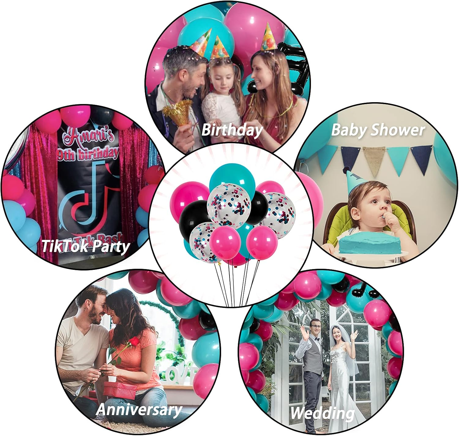 TIC Toc Balloon Arch Kit, JOGAMS 127 Pack Tic Toc Balloons Set with Music Note Balloons, Music Party Decorations for Girls Teens Birthday Party Karaoke Music Theme Decor - Green,Pink,Red image number 3