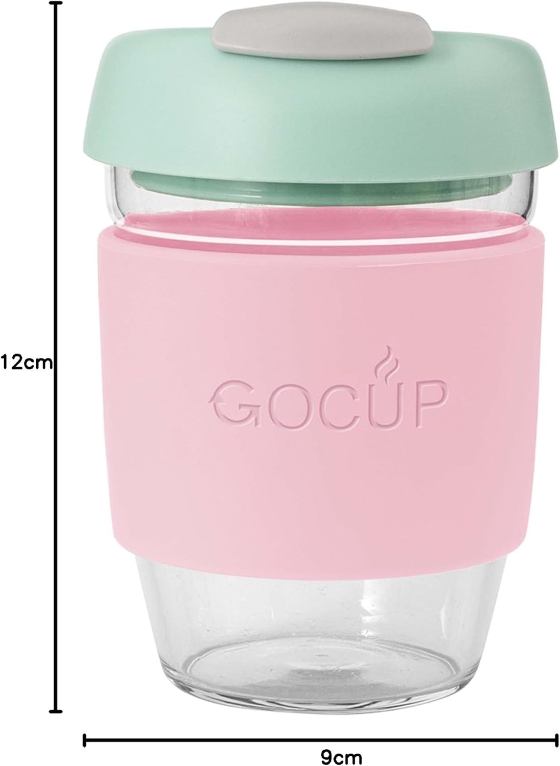 Avanti Gocup Borosilicate Glass Travel Cup, 355 Ml / 12 Oz Capacity, Pink/Mint/Grey image number 6
