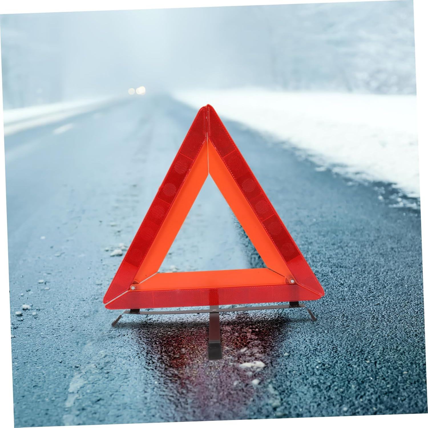 MAGICLULU Reflective Roadside Safety Triangle for Vehicles Trucks Cars Emergency Warning Sign with High Visibility for Night Use Practical Road Construction and Maintenance Alert image number 2