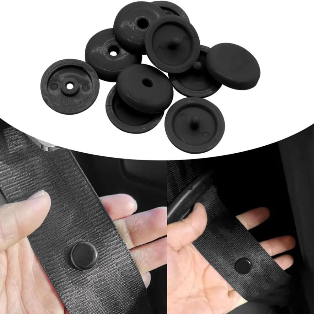 FUNNTY 10 Sets Seat Belt Button, Universal Fit Seatbelt Stopper, Snap-On Seat Belt Button Stop,Snap-On Seat Belt Button Stop, for SUV Truck Automobile(Black) image number 4