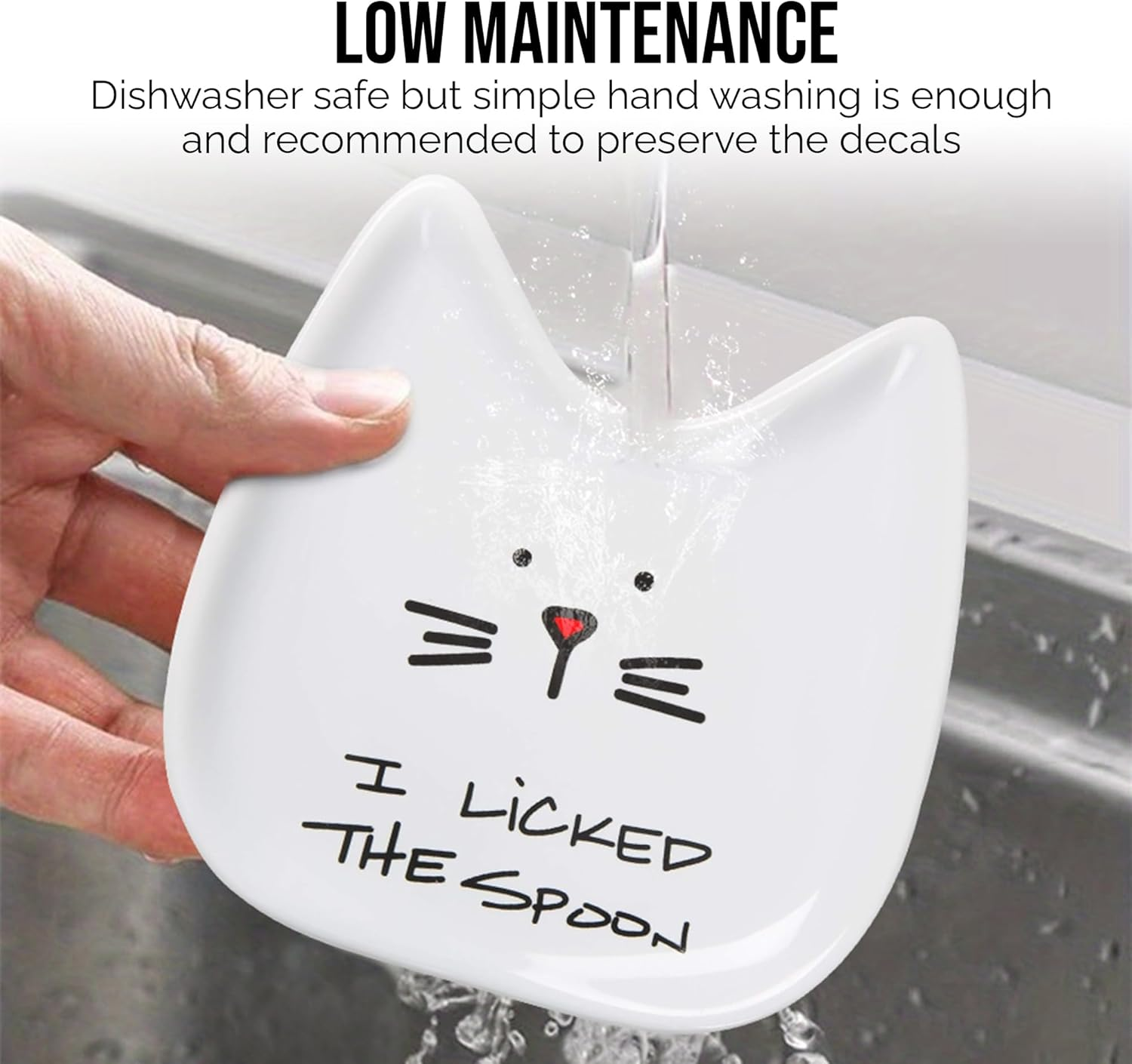 Pavilion Gift Company Blobby Cat, Cat Spoon Rest I Licked the Spoon, 5", White image number 3