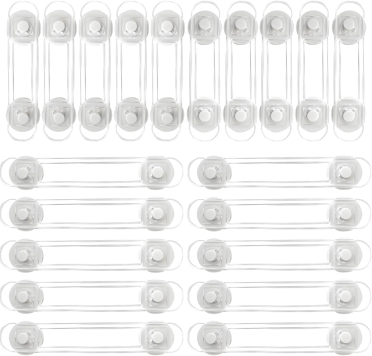 20Pcs 11Cm 16.5Cm Child Safety Cabinet Locks, Baby Drawer Locks with 3M Adhesive Pads Child Safety Locks for Cabinets and Drawers Baby Proofing Latches to Drawer Door Fridge image number 2