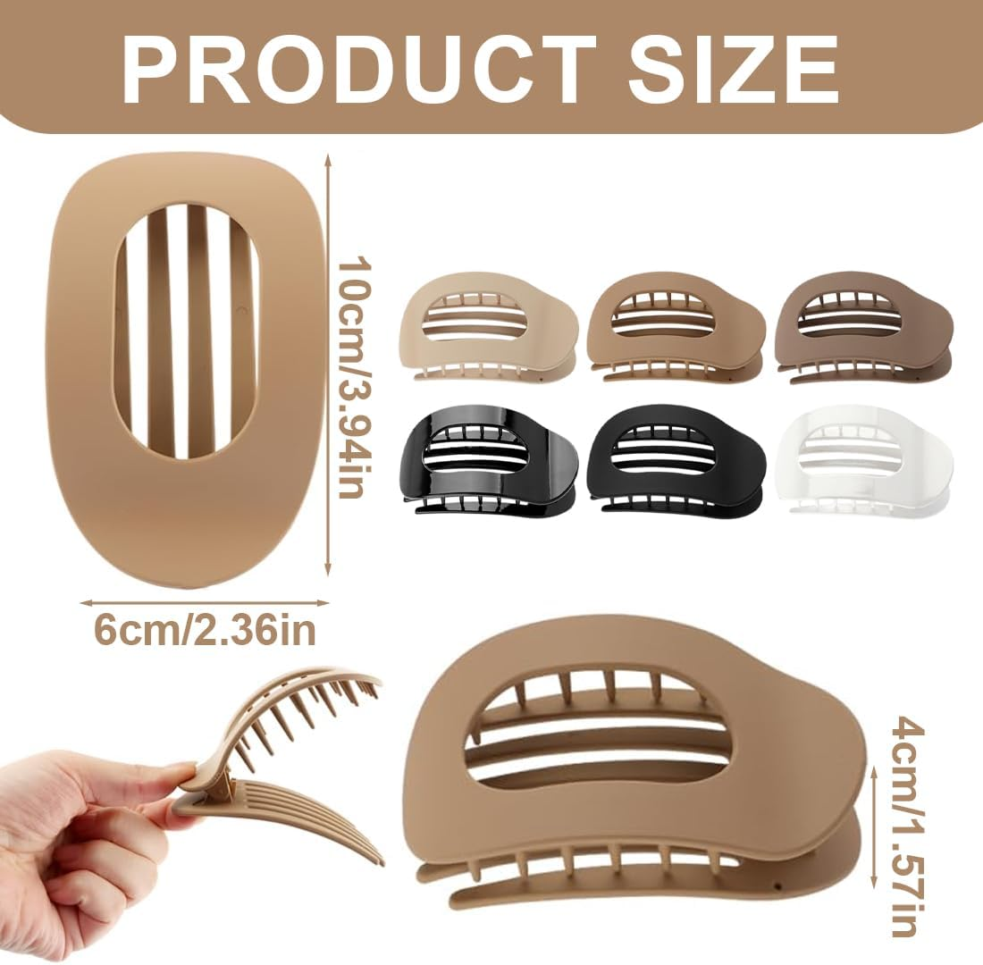 Pack of 6 Flat Claw Clips, Flat Hair Clips, French Hair Clips, Women'S Flat Secure Hold Inner Teeth Hair Claws, Strong Hold Side Hair Clips image number 2