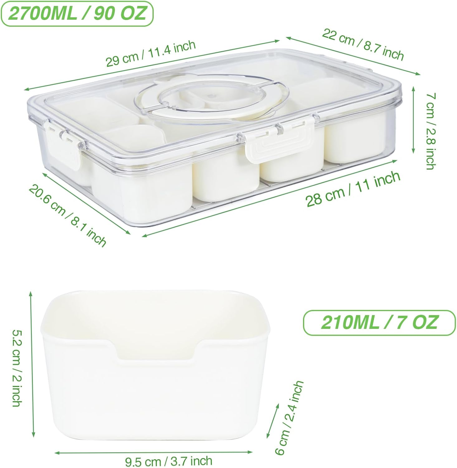 Shopwithgreen Divided Serving Tray with Lid and Handle, Portable Snackle Box Charcuterie Container for Party, Veggies, Snack, Fruit, Nuts, Candy, Cracker, Chip, Entertaining, Picnic&hellip; image number 6