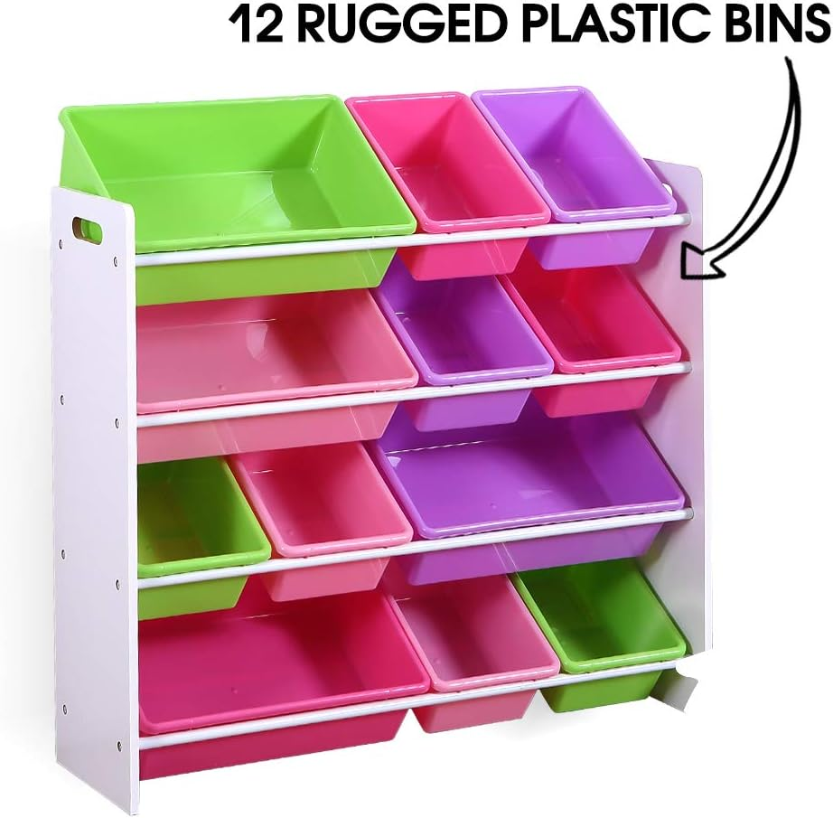 Levede Kids Display Shelf & Toy Box, Toy Storage Organizer, Removable 12 Plastic Bins image number 1