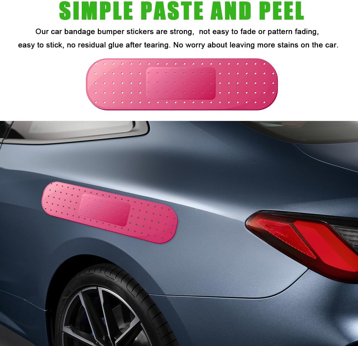 Large Bandage Vinyl Decal for Car, Funny Bandaid Stickers for Cars, Dent and Scratch Cover Sticker, Giant Car Bumper Sticker for Truck SUV Boat Window, Car Accessories (Red) - Blue image number 7