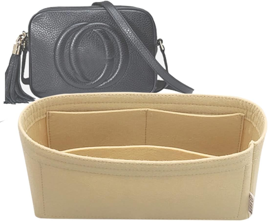 Lckaey Felt Purse Organizer for Disco Square Fringe Camera Bag Organize Organizer Liner Bag2027Khaki 19 * 6 * 12Cm