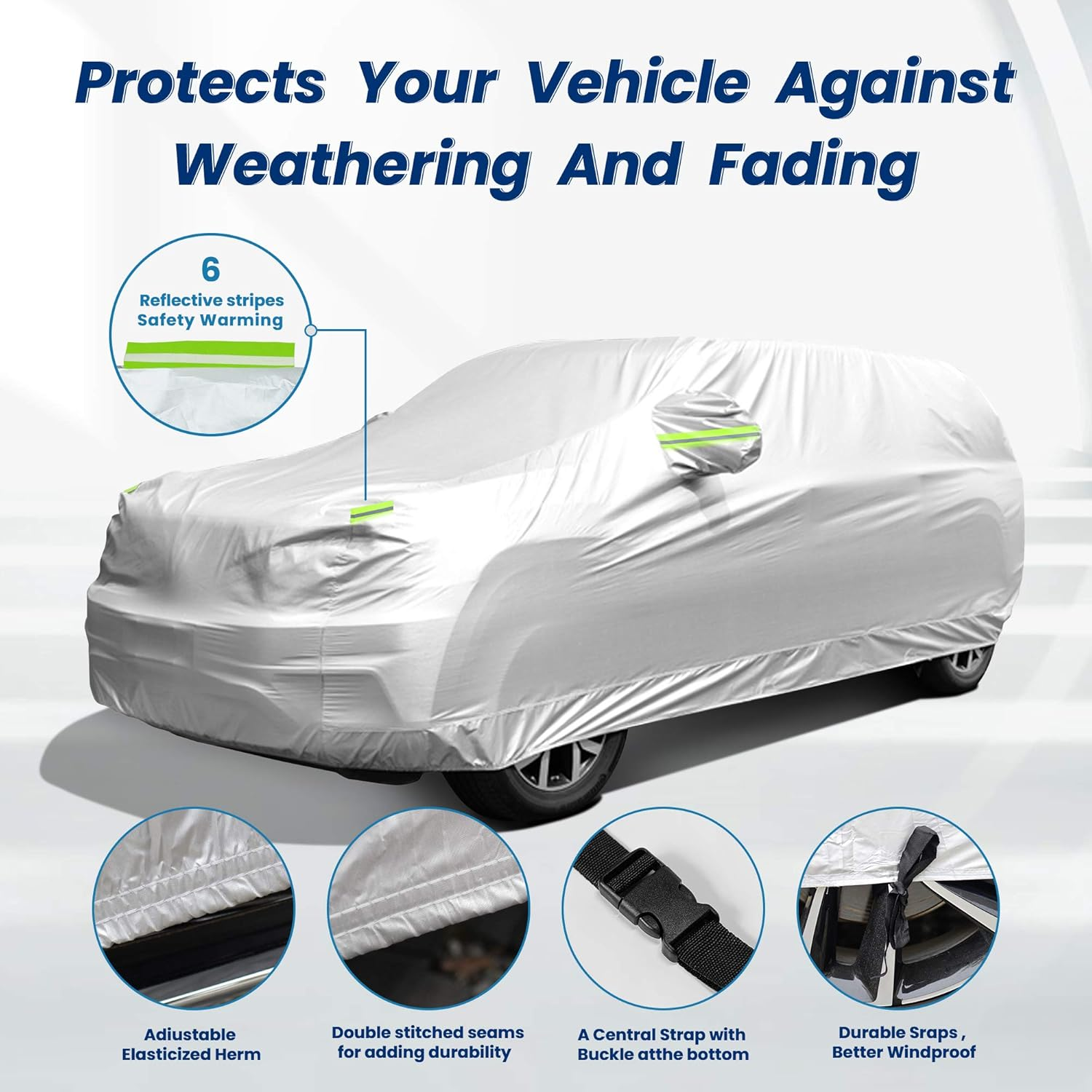 SUV Waterproof Car Covers for Automobiles All Weather Season UV Protection Snowproof Outdoor Full Cover Universal Fit SUV up to 190&rsquo;&rsquo;