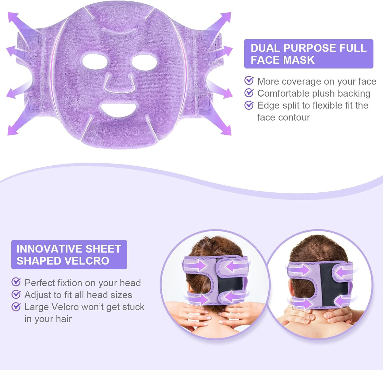 Atsuwell Cooling Ice Face Eye Mask Set for Dark Circles and Puffiness, 6 Gel Cold Packs for Face, Eyes, Toothache and Injuries Resusable, Soft Plush Lining Ice Pads Cold Compress, Cool Bag Included image number 1