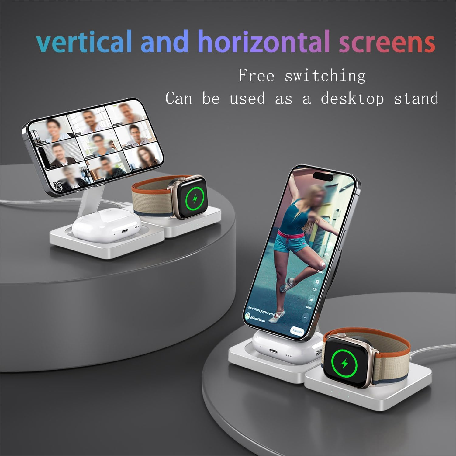3In1 Wireless Charger Station Portable Travel Charger Wireless Charger Pad Magnetic Charger Stand for Iphone 17 16 15 14 13 12,Iwatch 11/Ultra3/10/Ultra 2/9/Ultra/8/Se2/7/6/Se/5/4/3/2,Pods4/Pro/3/2 image number 2
