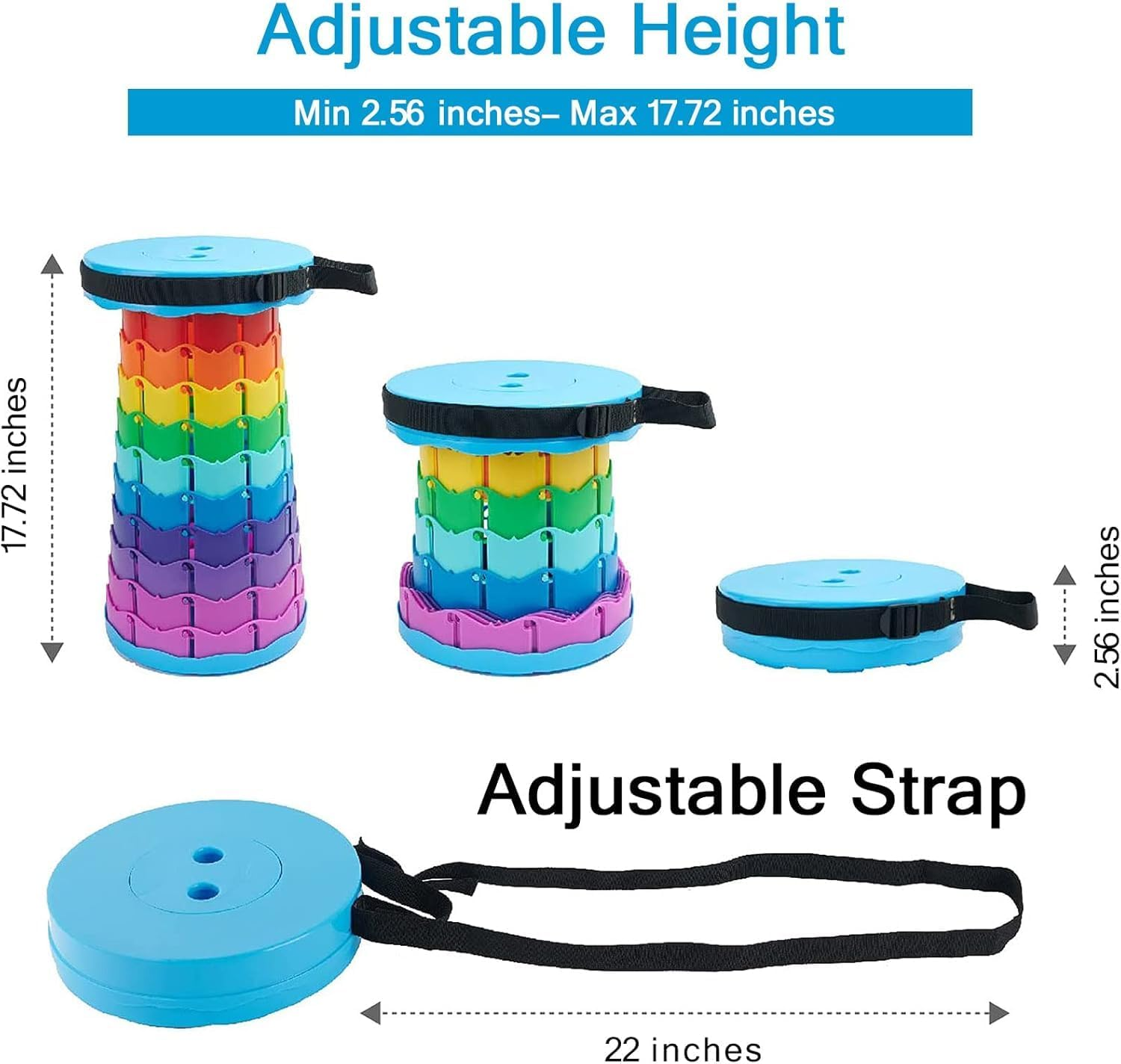 Upgraded Portable Collapsible Retractable Folding Stool, Lightweight Telescoping Foldable Camping Stool for Adults for Outdoor Fishing Hiking Gardening Travel BBQ, Hunting, Indoor Activities image number 1