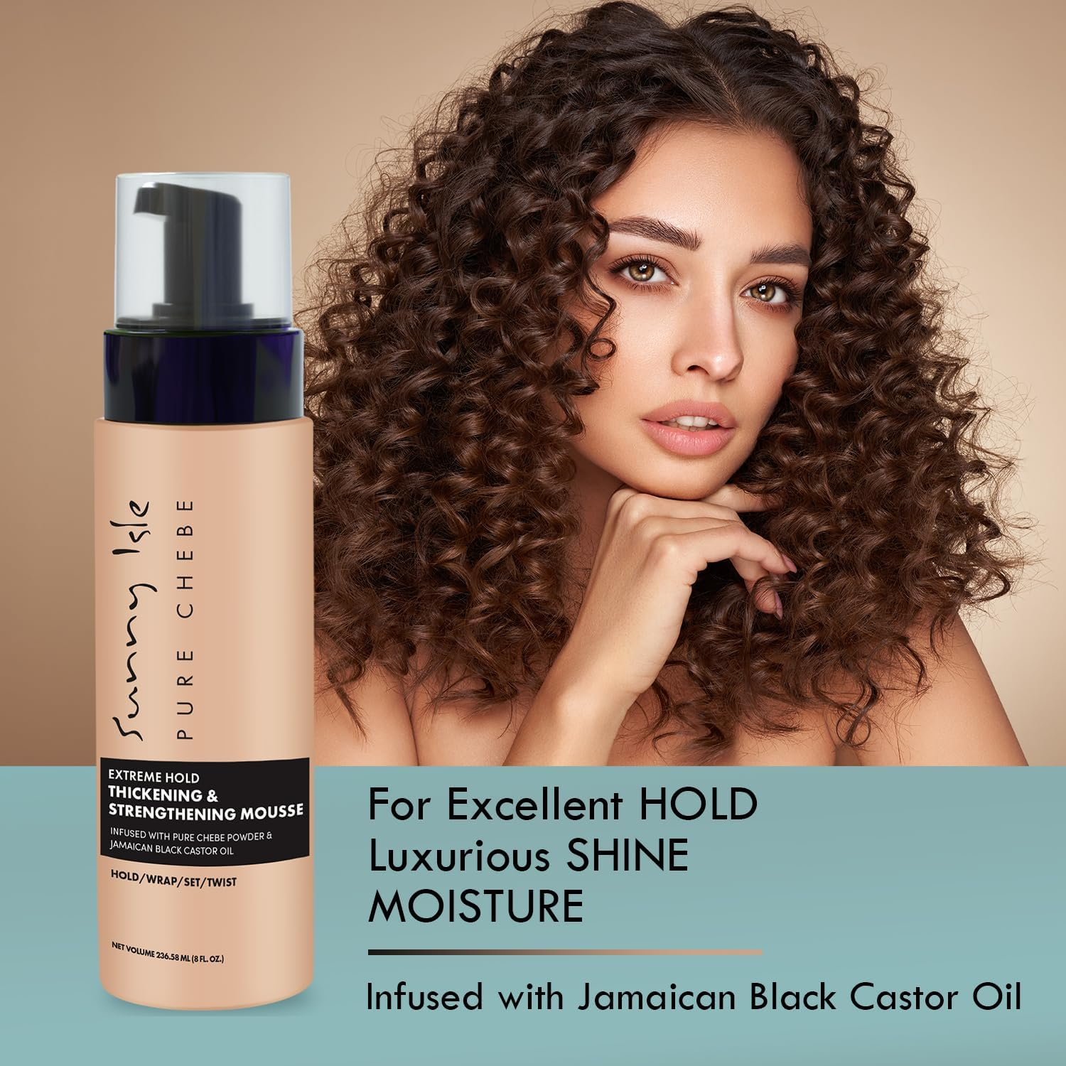 Sunny Isle Pure Chebe Extreme Hold Thickening & Strengthening Mousse 8Oz | Hold, Wrap, Set, Twist | Infused with African Chebe Powder and Jamaican Black Castor Oil image number 4