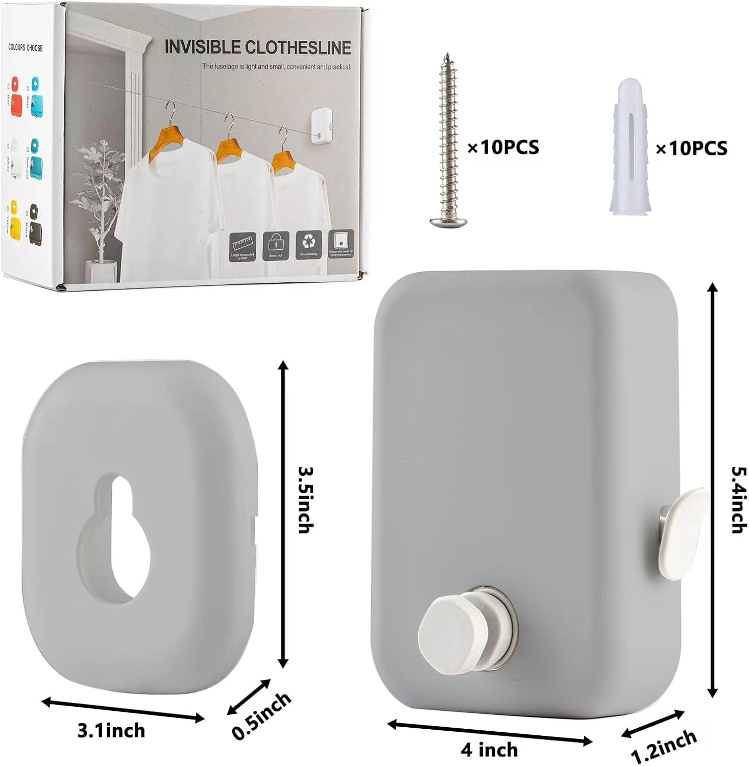 MUYXGYFE Premium Retractable Clothesline | Heavy Duty Retracting Rope Line for Clothes or Laundry, Perfect for Indoor or Outdoor Use and Travel or Camping Can Lock to Prevent Sagging(Gray) image number 3