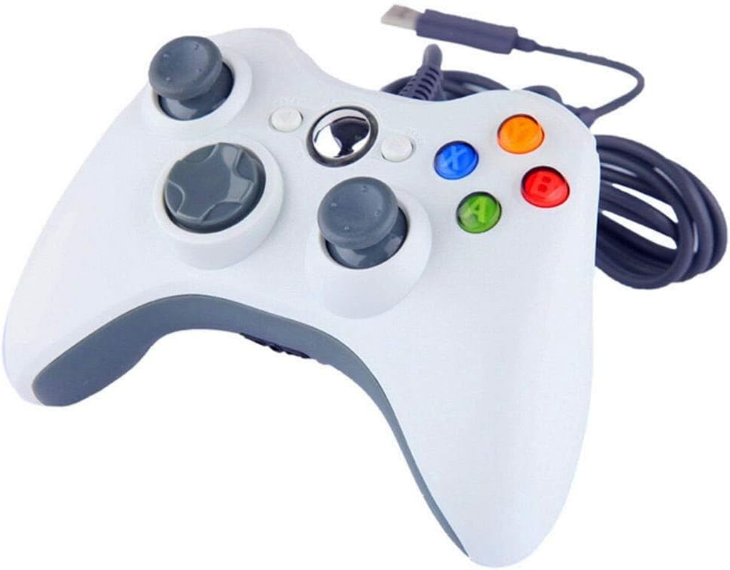 Wired Controller for Xbox 360/PC, USB Gamepad for PC, Joypad for Microsoft Xbox 360/Xbox 360 Slim/Pc Windows 7 8 10 (White) - White image number 4