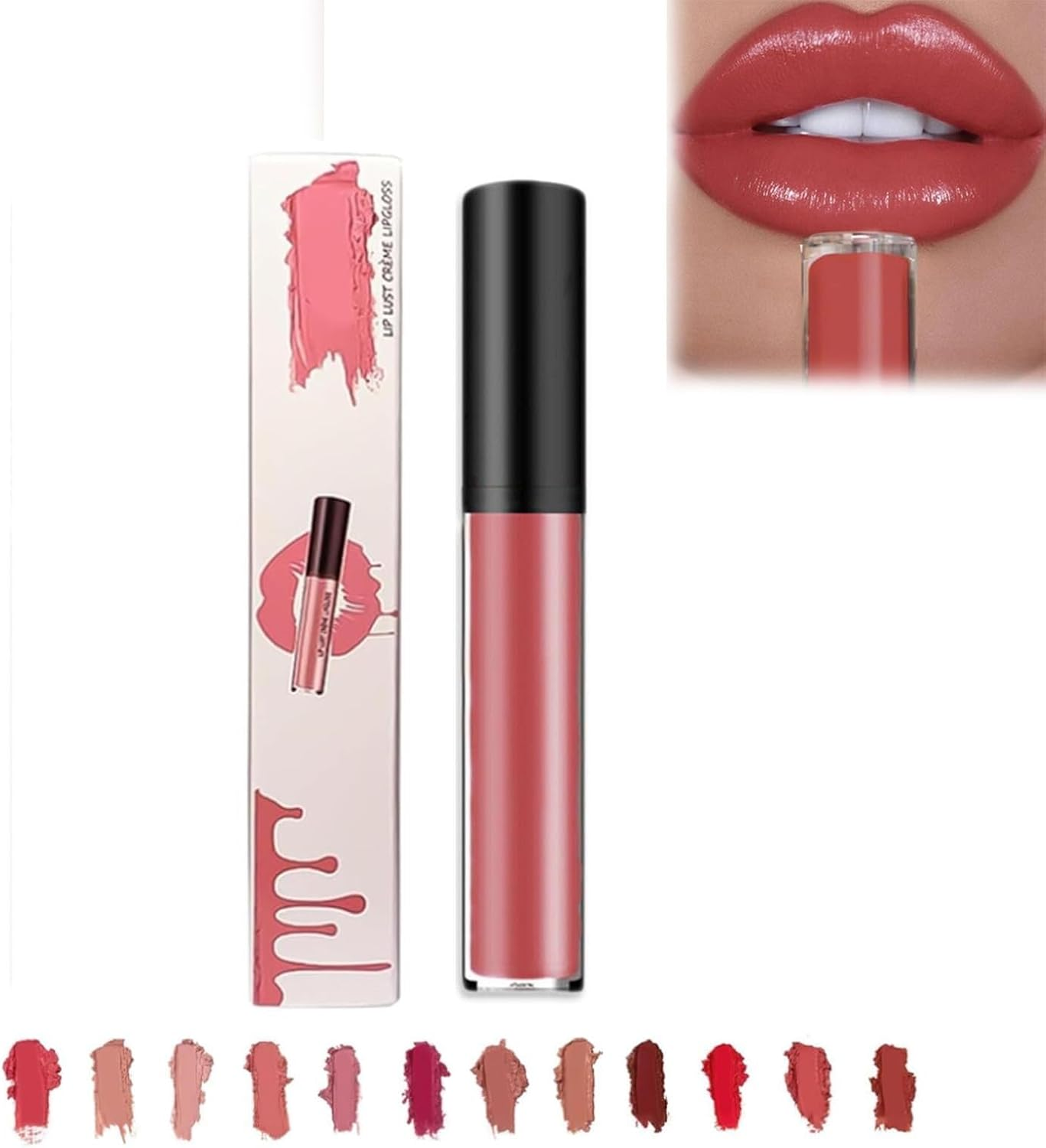 12 Colors Cream Texture Lipstick Waterproof, Long Lasting Matte Lipstick for Women (#6)