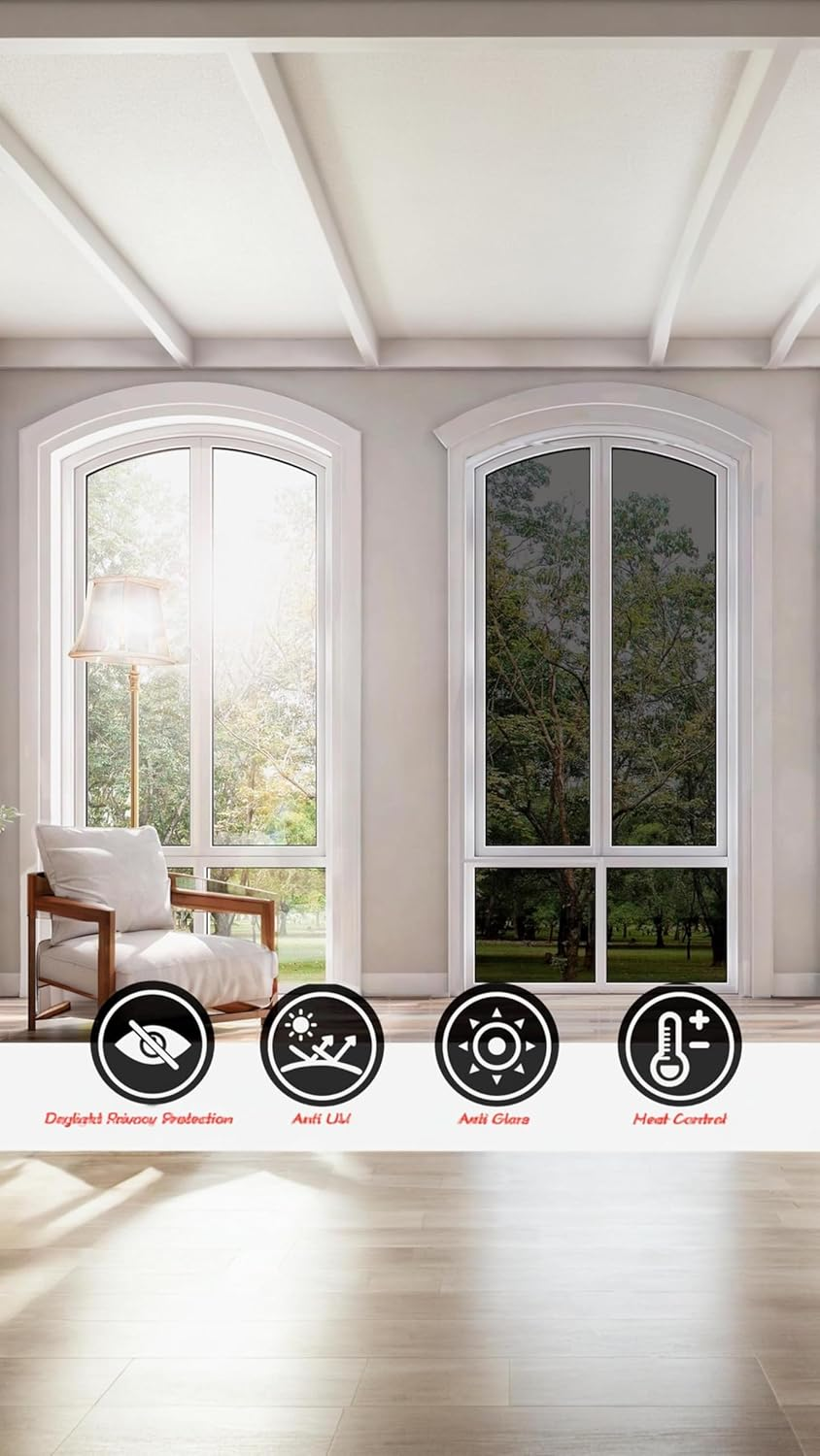 Honwor One Way Window Film - Silver, 23.6X39.4 Inches | Daytime Privacy, UV Blocking, Static Cling, Reflective Window Tint for Home and Office image number 3