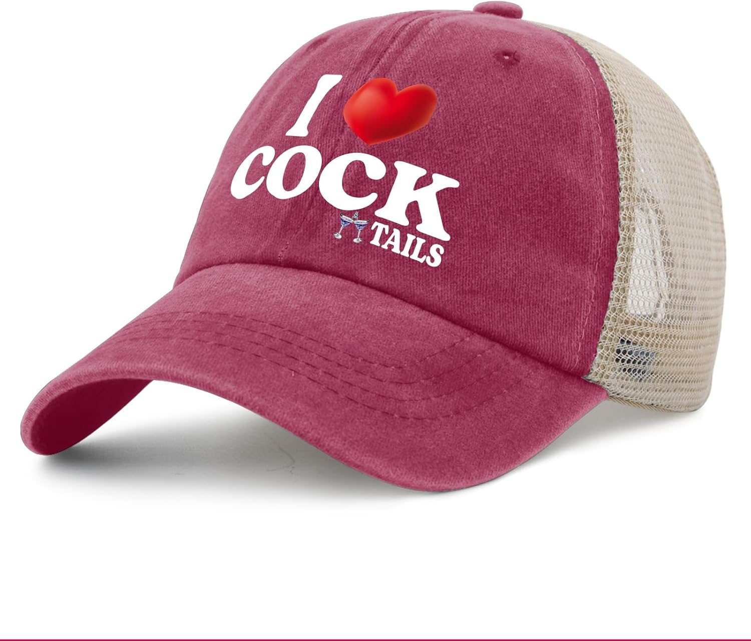I LOVE COCKTAILS Hat Trucker Hat Men Funny Mesh Hats for Summer image number 4