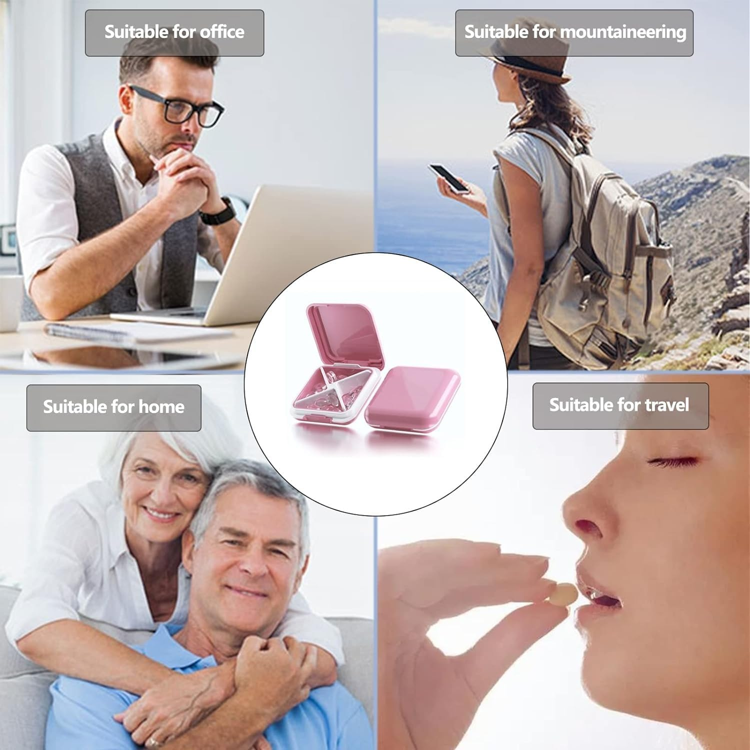 4 Compartments Small Pill Case - Portable Daily Pill Organizer Box for Travel, Medicine and Vitamin Storage image number 3