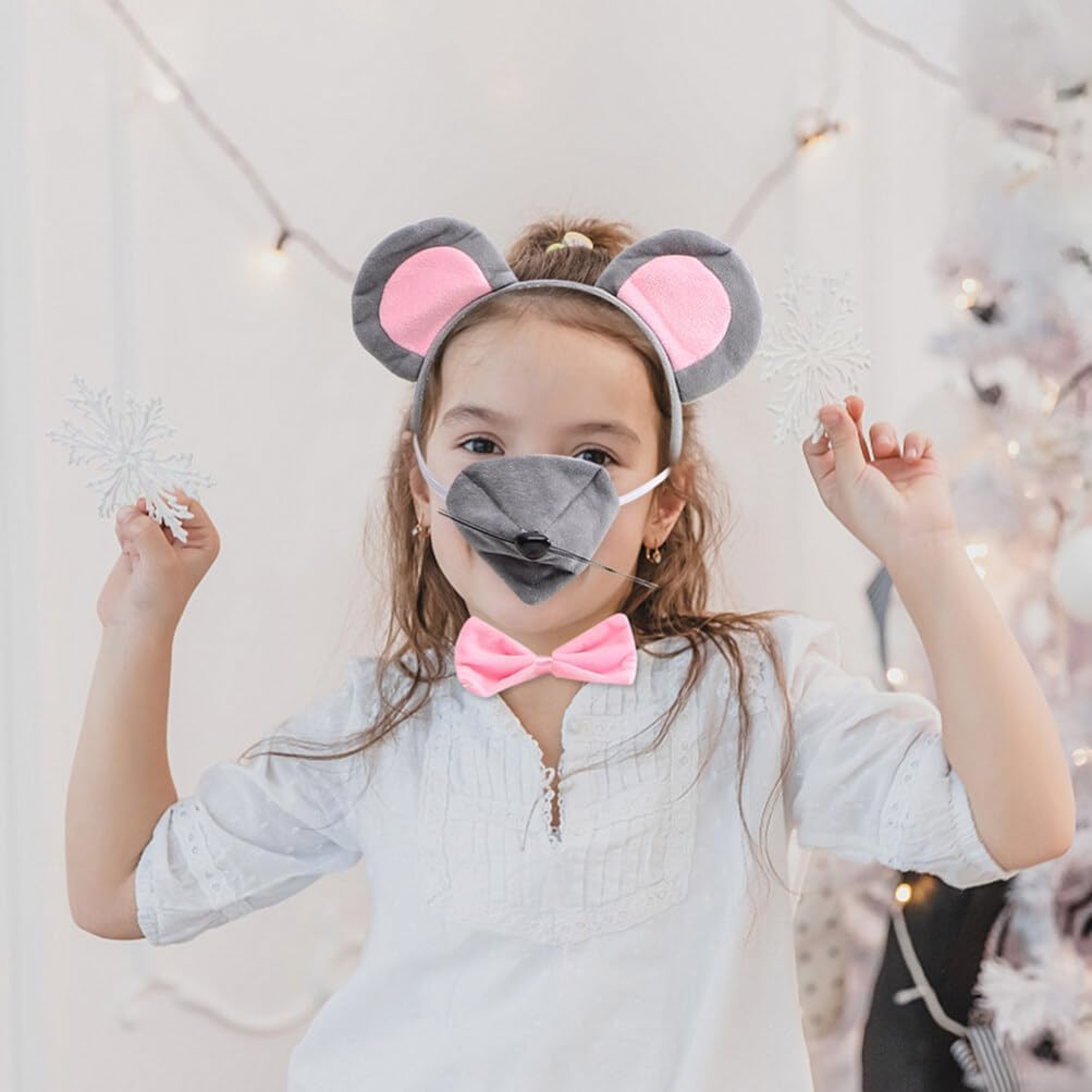 Alipis Mouse Ear Headband, Mice Headband Animal Hairband Cartoon Rat Hair Hoop Costume Accessories Cosplay Headwear for Adults Kids Toddlers Festivals Party Holiday image number 1