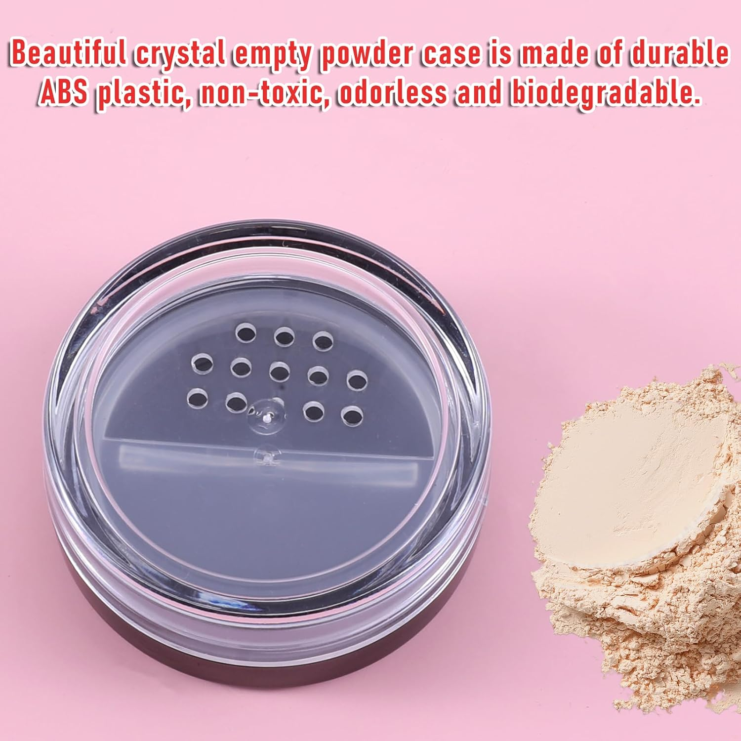 Fdczeyxior 2PCS 10Ml/0.34Oz Black Square Plastic Refillable Loose Powder Container with Rotatable Sifter and Leakproof Screw Lid image number 1