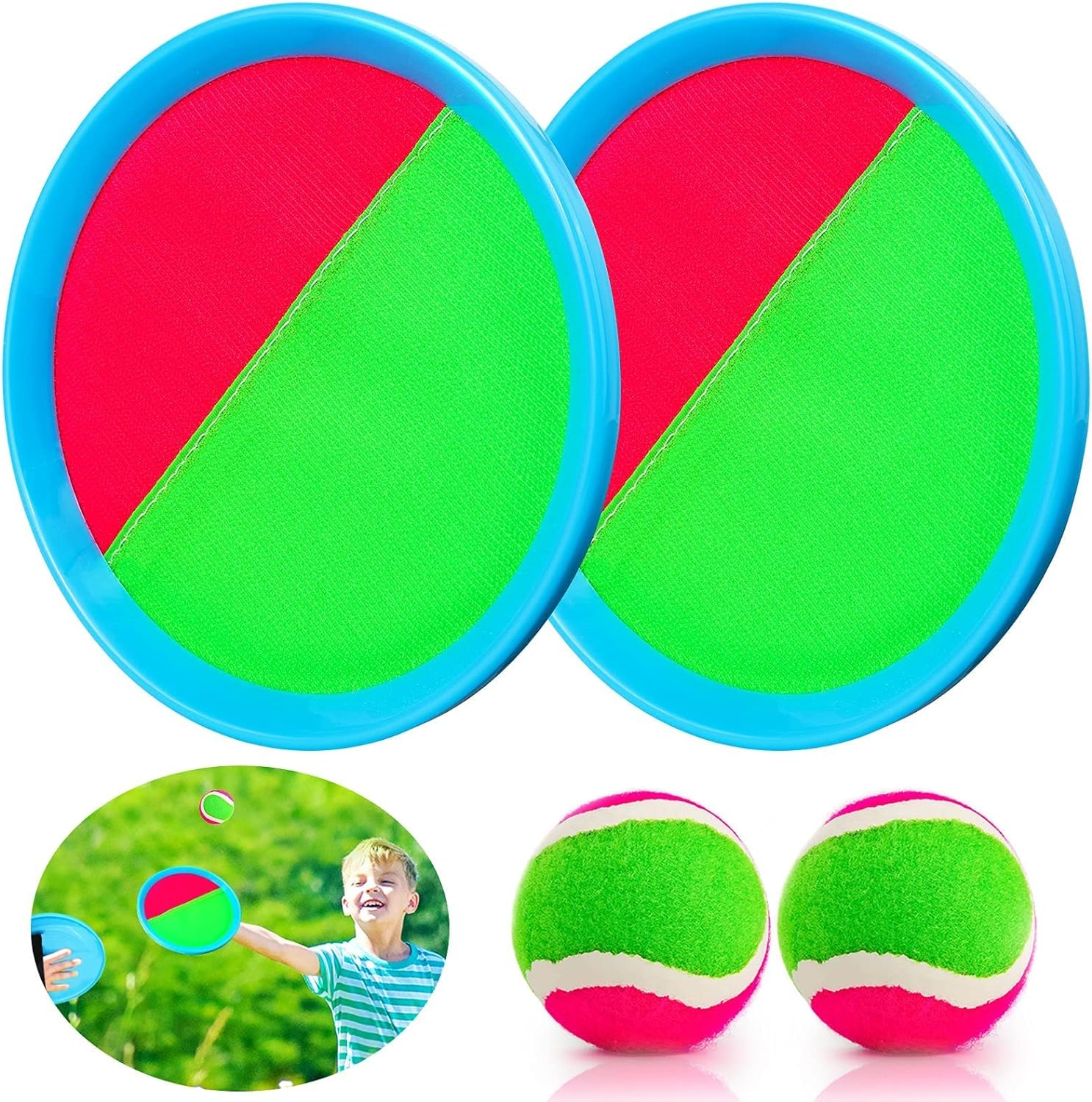 MUYXGYFE Kids Toys Toss and Catch Game Set Outdoor Toys for Kids Yard Beach Camping Toys Yard Games Suitable 3-10 Years 2 Paddles 2 Balls image number 6