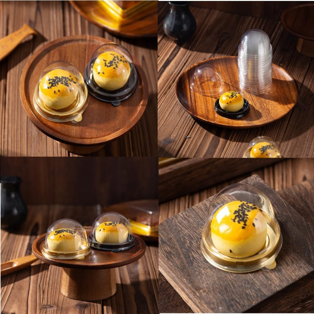 DACUAN Mini Cupcake Box with Clear Plastic Cupcakes, 100 Sets round Pod Dome Boxes, Containers Muffin Mooncake Holder Individual Dessert Containers with Dome Lid Disposable Cookie Single Box image number 3
