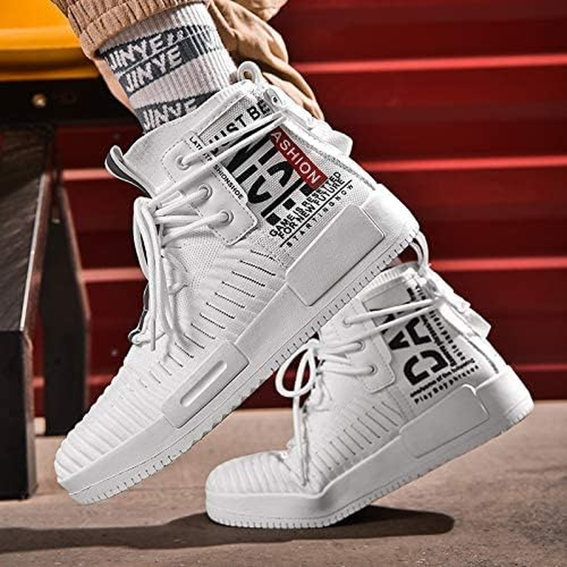 RUNMAXX Mens Fashion Walking Lace up High Top Shoes Stylish Running Athletic Casual Sneaker image number 3