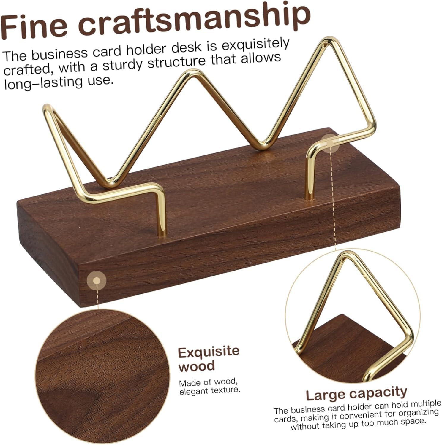 2 Pcs Wood Business Card Holder for Desk, Business Card Organizer, Wooden Business Card Display Stand Postcard Holder, Tabletop Display Stand for Office Home (W) - B image number 5