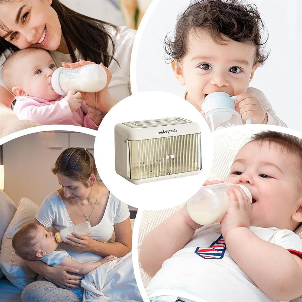 Baby Bottle Storage Organizer & Draining Rack &ndash; Large Transparent Container for Milk Bottles, Foldable Drying Holder, Space-Saving Nursery & Kitchen Counter Organizer image number 6