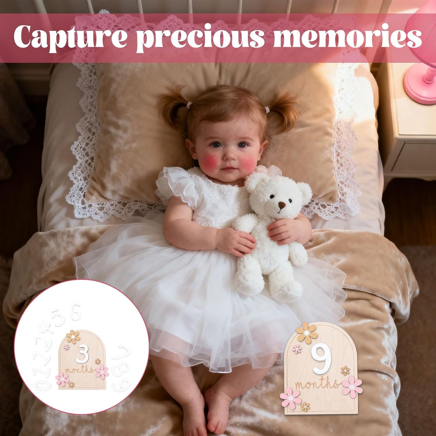 Baby Milestone Cards, Baby Announcement Plaque, Baby Monthly Milestone Cards 1-12 Month, Wooden Baby Items to Document Your Baby'S Growth, Newborn Photography Props, Baby Shower Gifts image number 3