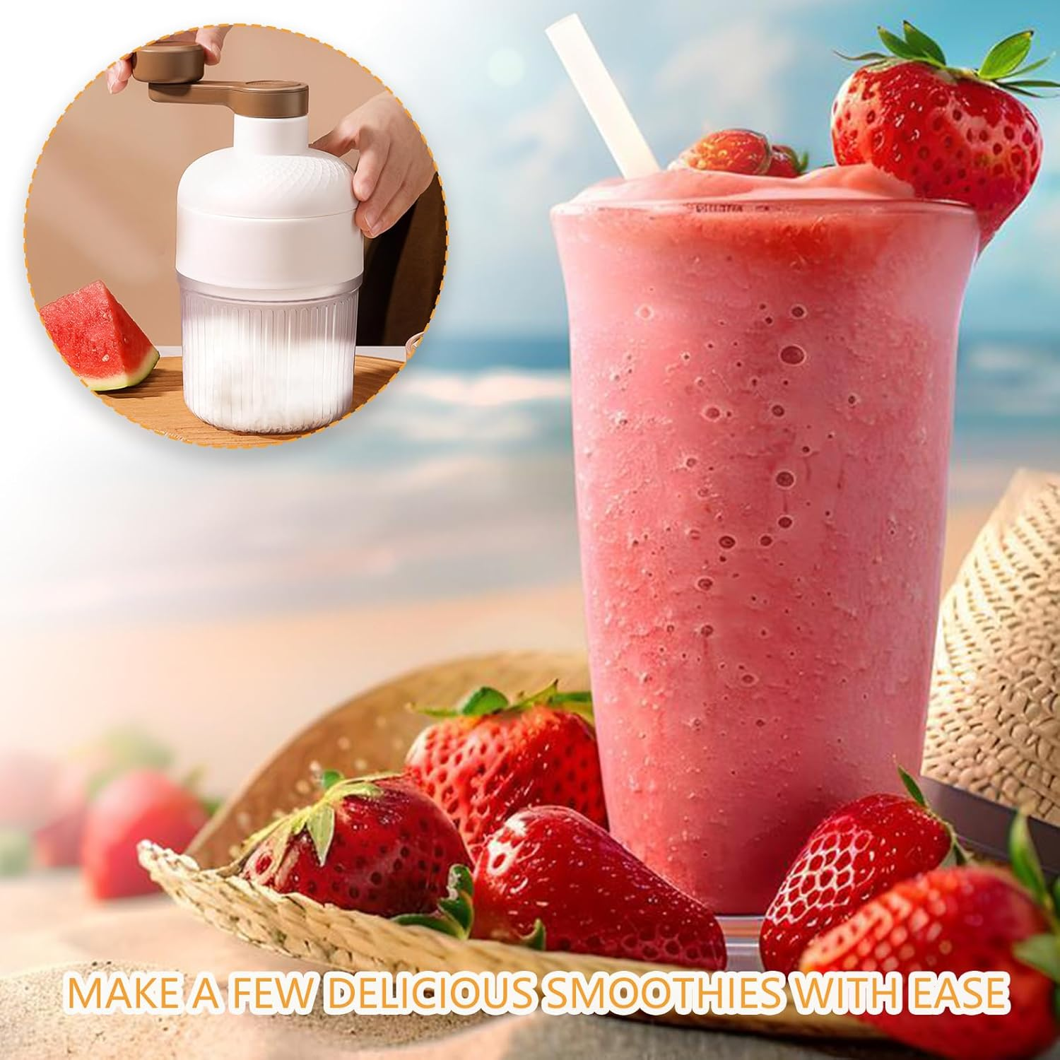 Manual Ice Shaver &ndash; High-Efficiency, No-Electric Ice Crusher & Snow Cone Maker with 2 Ice Trays, Ideal for Camping & Home Use image number 2