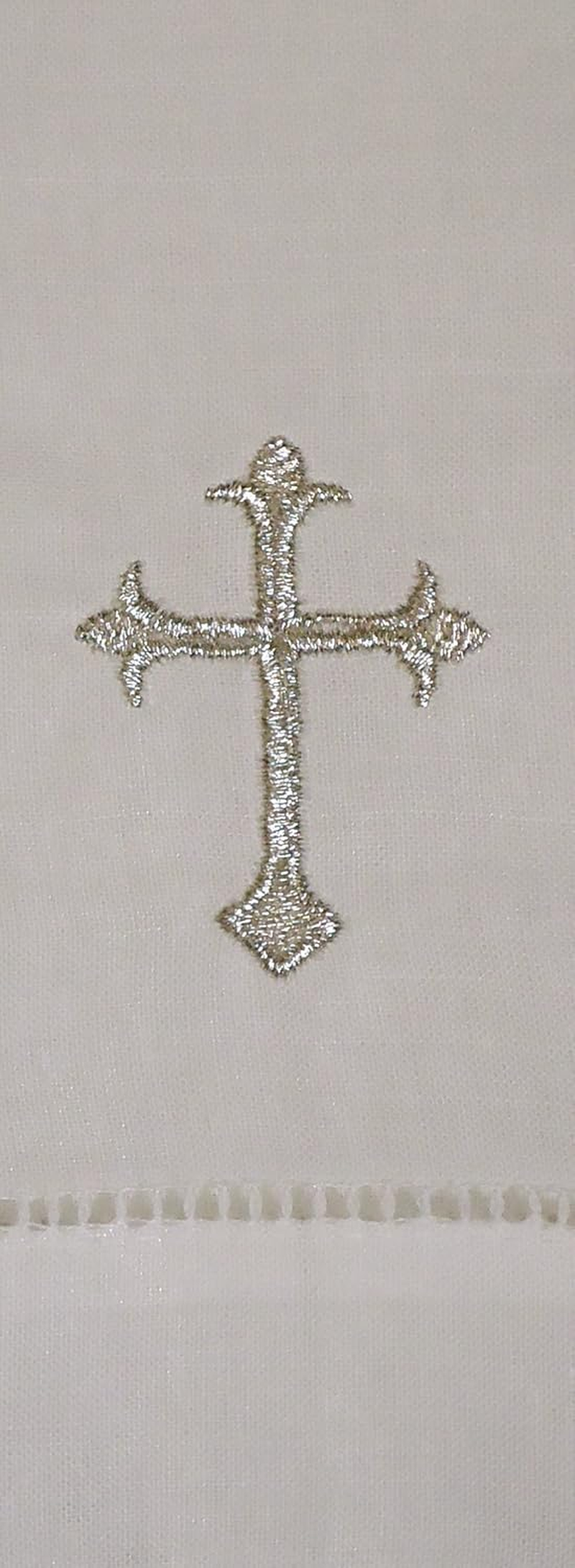Integrity Designs Linen Baptism/Christening Cloth White with Silver Cross Embroidery Design 100% Fine Linen Fabric 12 X 12 Inch Size Quantity of 1 per Package Hemstitched Hem Heirloom Baby Keepsake Gift image number 1