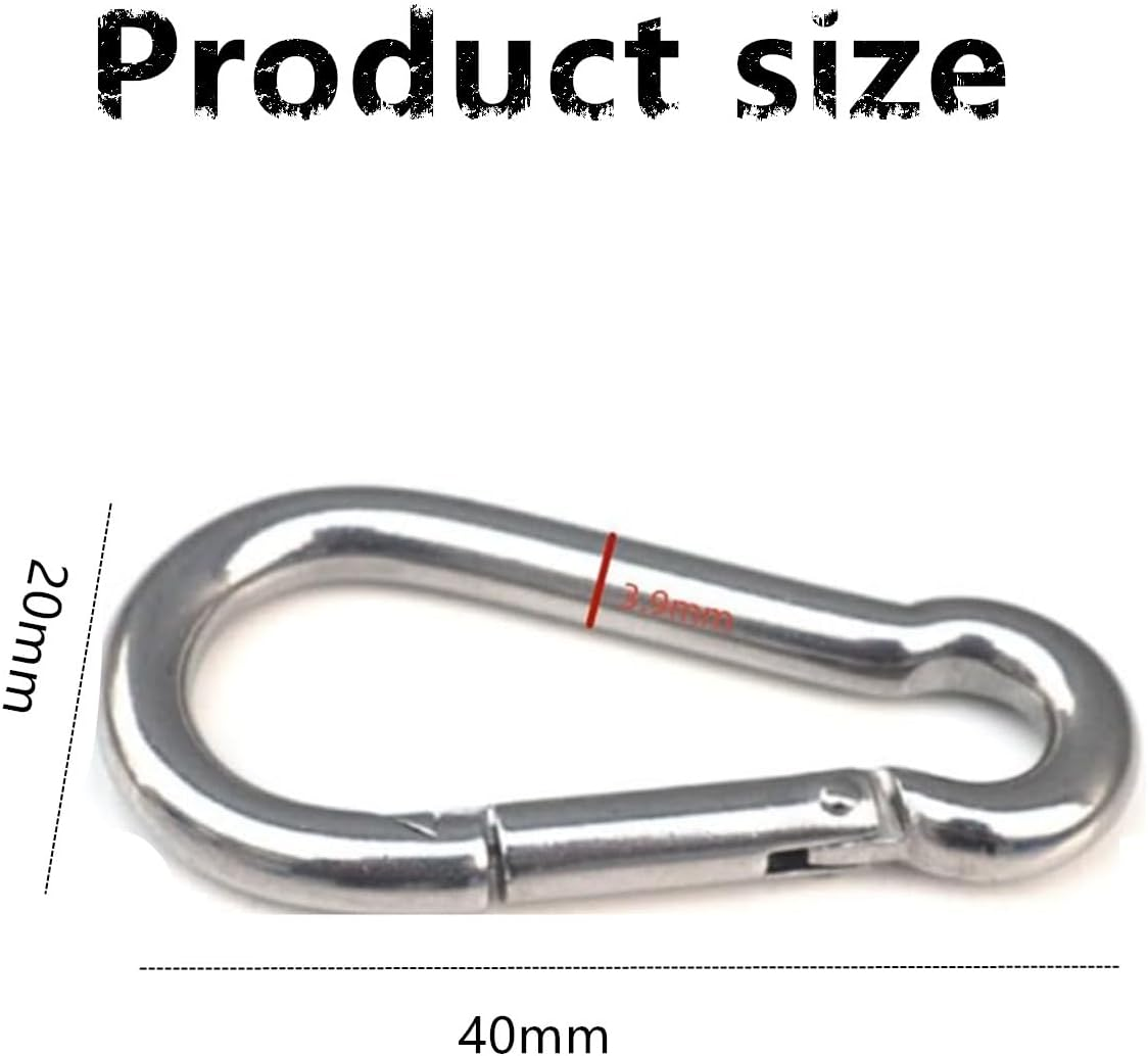 Stainless Steel Carabiner Clip,10 Pcs Spring Snap Hook Keychain Clip Hoods, Heavy Duty Clips for Camping Hiking Climbing Hammocks M4 image number 6