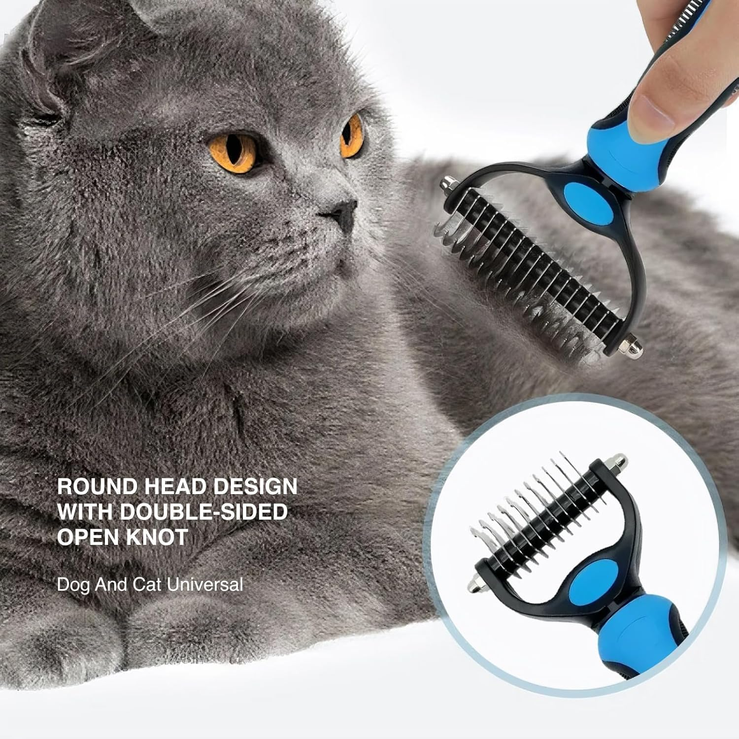Double Sided Dog Grooming Brush, Shedding Dematting Tool for Medium, Long Hair Cats Dogs, Undercoat Rake Comb Reduces 95% Shedding, Tangles Mats, Professional, Deshedder image number 3