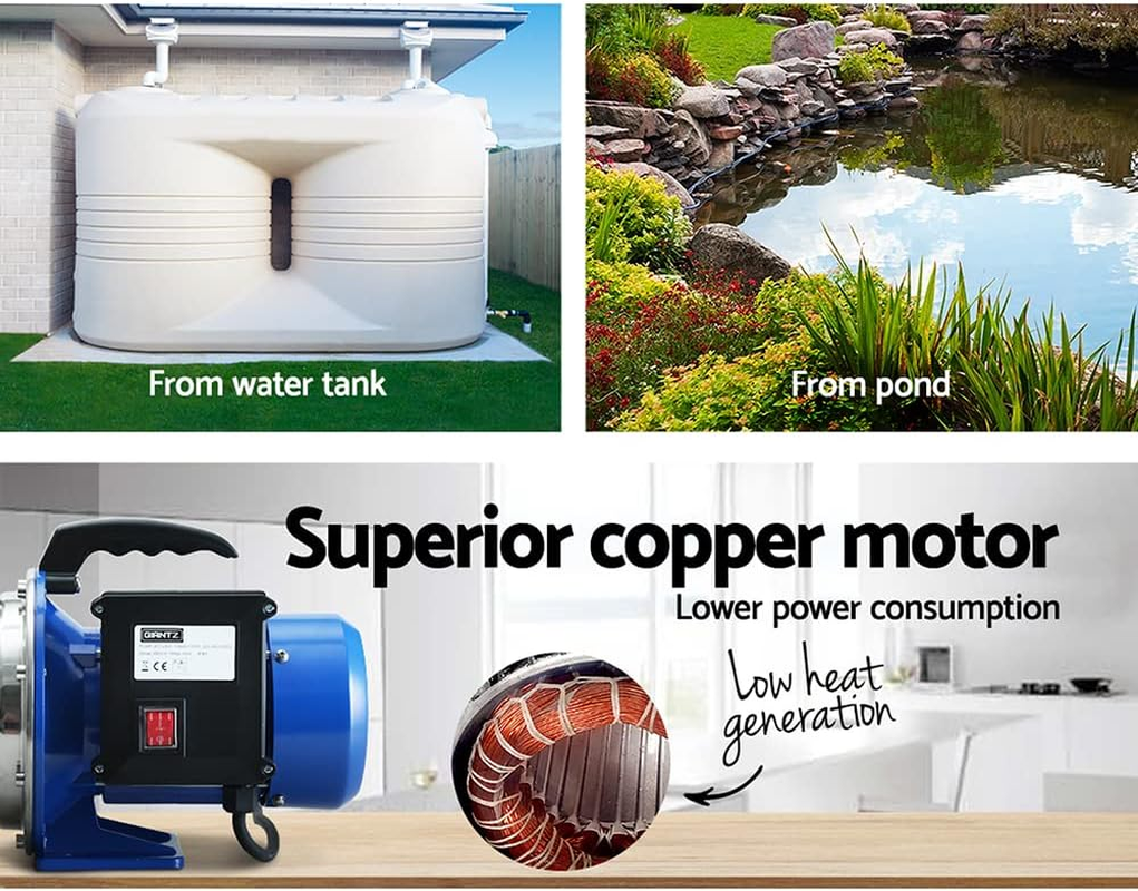 Giantz Water Pump, 2300W 4600L/H Electric High Pressure Garden Jet Pumps Controller Irrigation for Pool Pond Tank Home Farm, Portable Automatic Switch Anti-Rust Stainless Steel Body Black image number 6