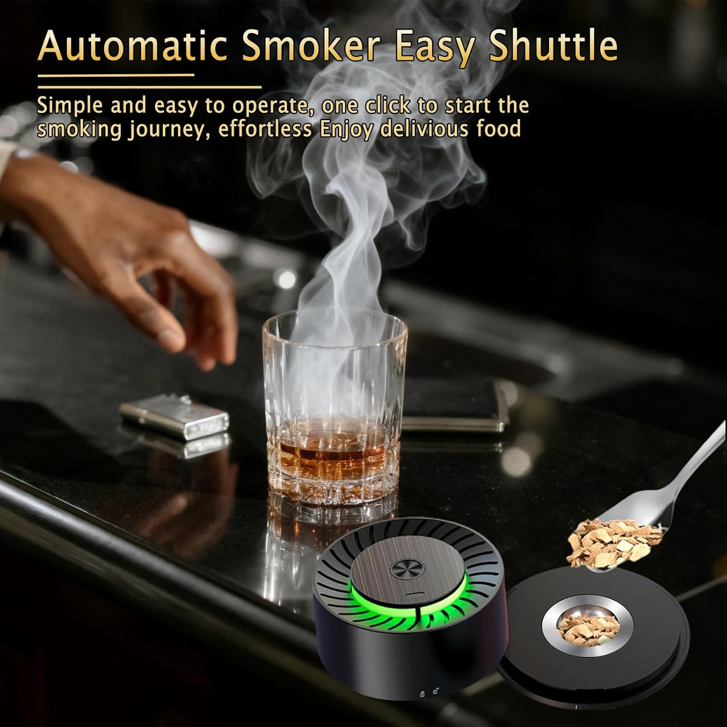 Electric Whiskey Smoker Kit (No Butane) with 6 Natural Wood Chips for Cocktails & Old Fashioned Drinks, Cocktail Smker Kit, Bourbon Whiskey Gifts for Men, Dad, Husband image number 6