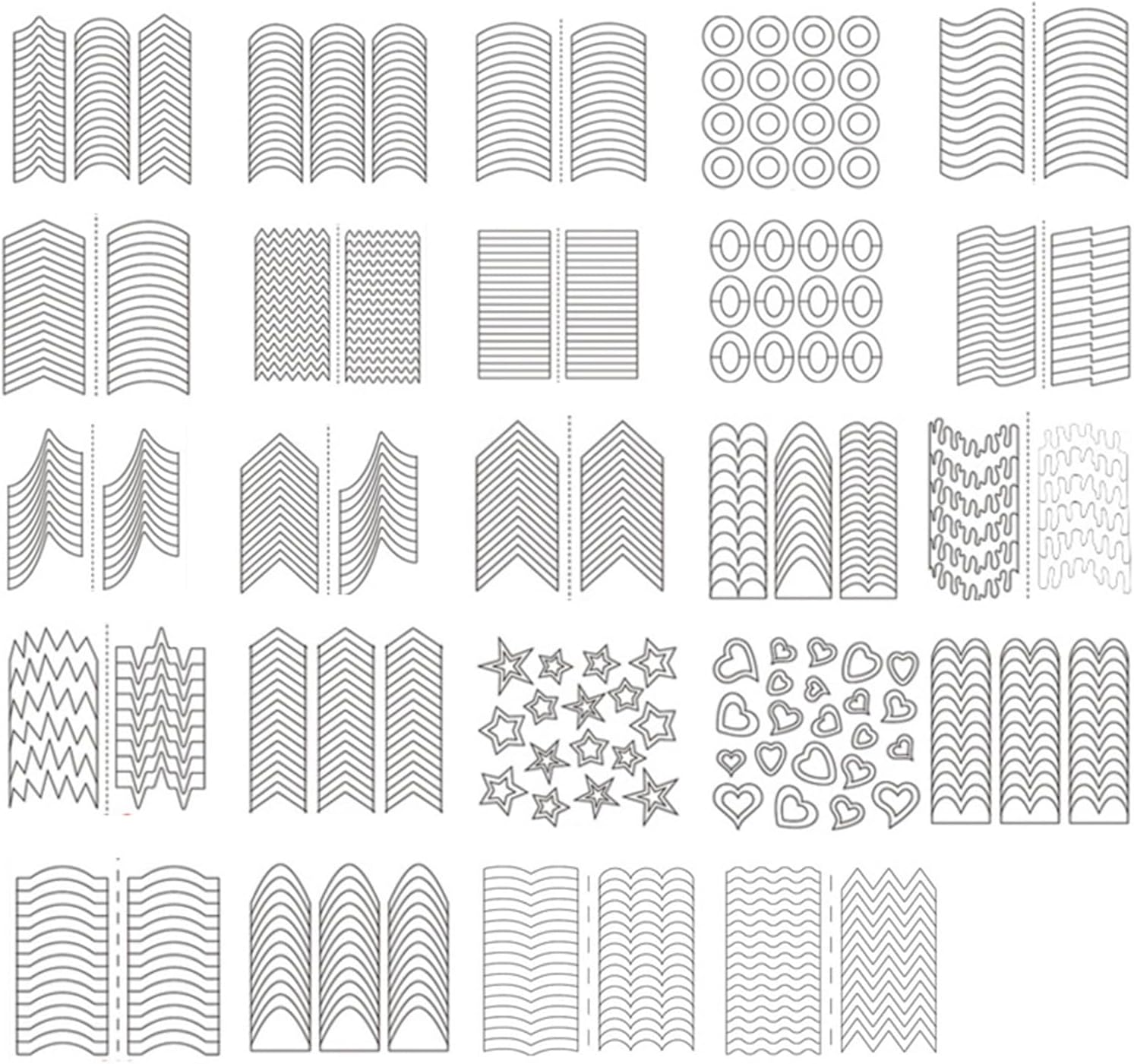 24 Designs Nail Art Stencils French Tip Guides Stickers Form Fringe Guides Vinyl image number 6