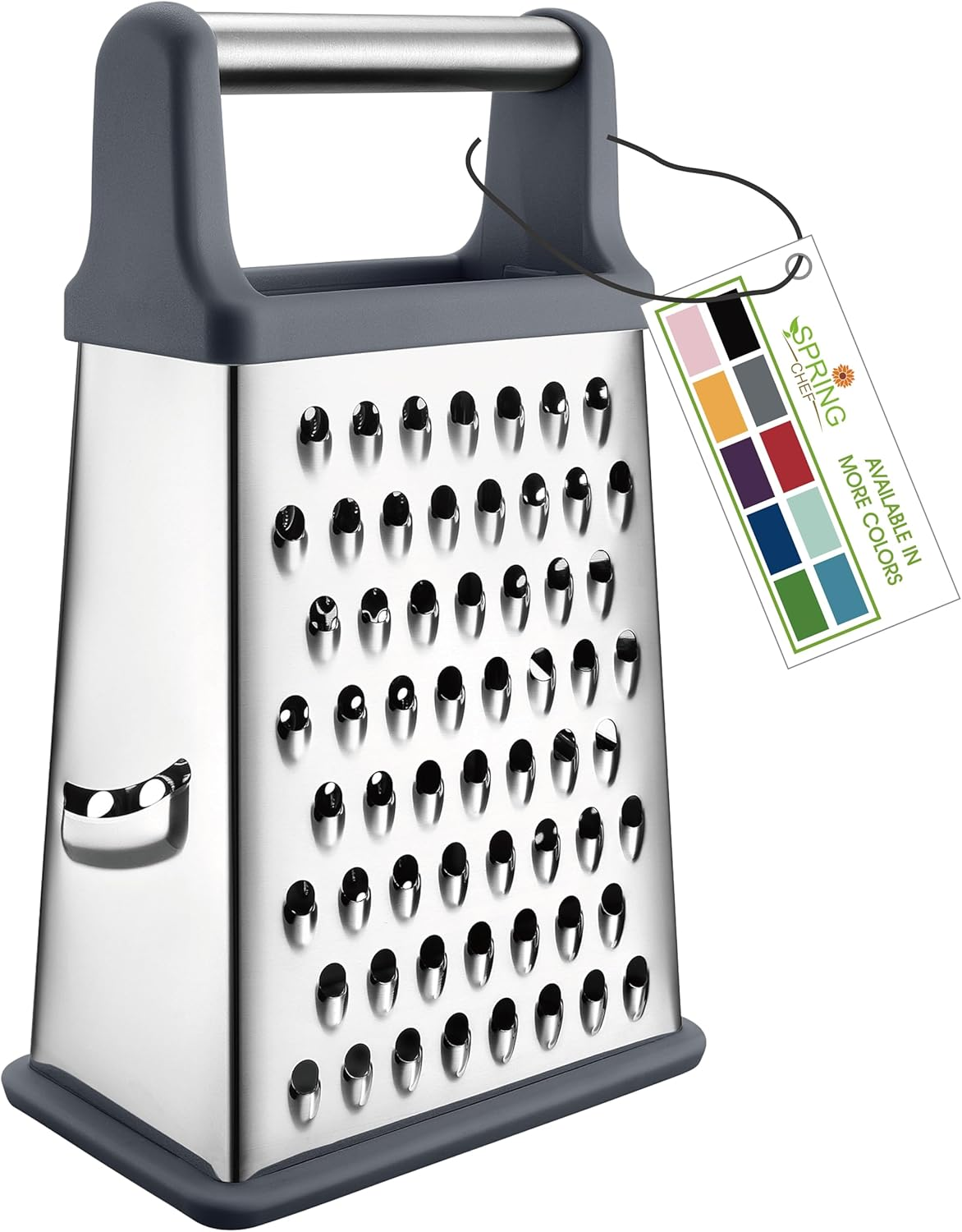 Professional Box Grater, Stainless Steel with 4 Sides, Best for Parmesan Cheese, Vegetables, Ginger, XL Size, Black